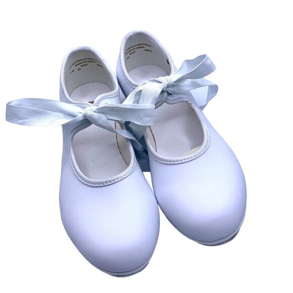 Bloch White Mary Jane Tyette Student Tap Shoes Child Size 2 Dance Recital - Picture 2 of 9